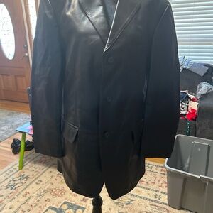 Stafford Men's Black Leather Sport Coat